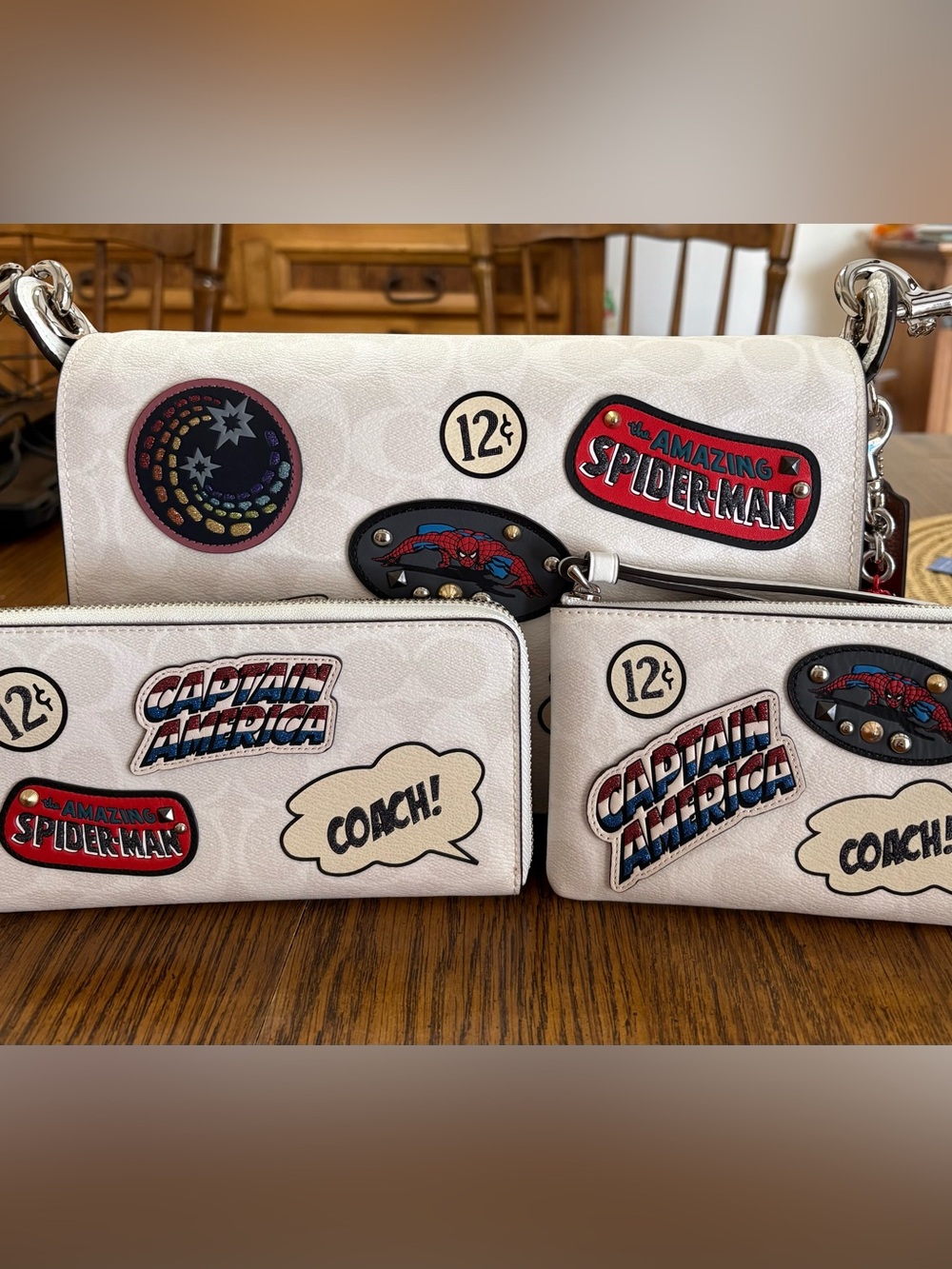 NWOT AUTHENTIC COACH LIMITED EDITION Marvel SpiderMan White Canvas Crossbody Set